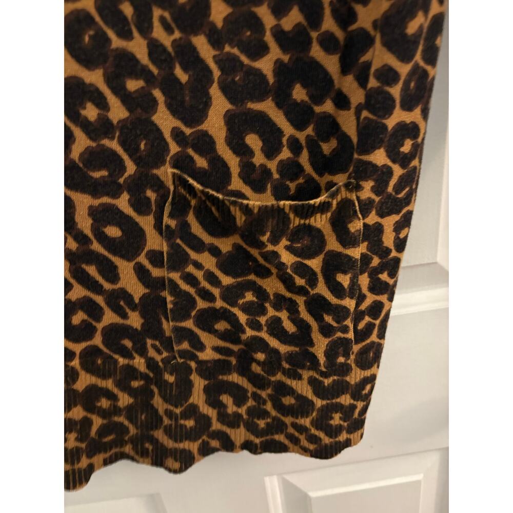 Leopard Print Cardigan Sweater Terra & Sky 2XL Light Tight Knit Long Sleeve - Picture 10 of 11
